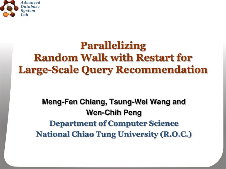 parallelizing random walk with restart for large scale query recommendation