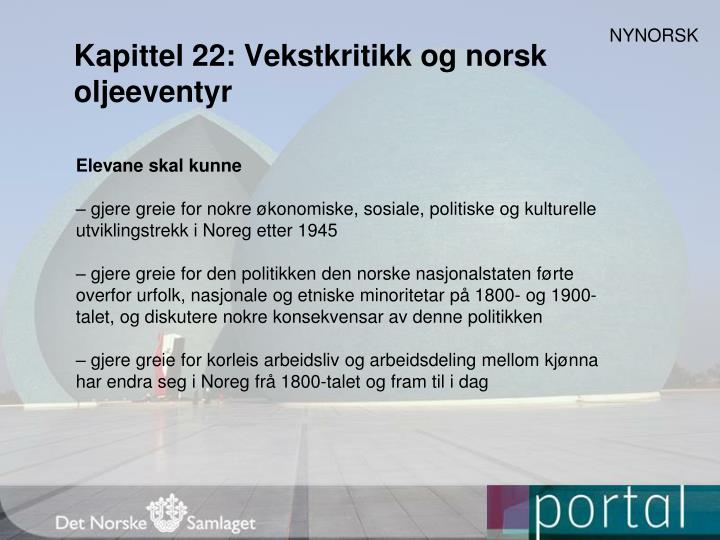 kapittel 22 vekstkritikk og norsk oljeeventyr