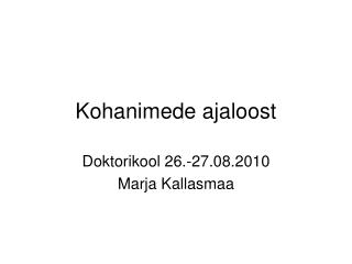 kohanimede ajaloost