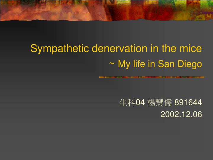 sympathetic denervation in the mice my life in san diego