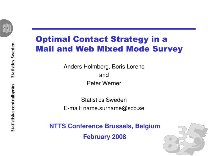 optimal contact strategy in a mail and web mixed mode survey