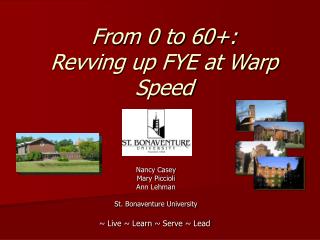 From 0 to 60+: Revving up FYE at Warp Speed
