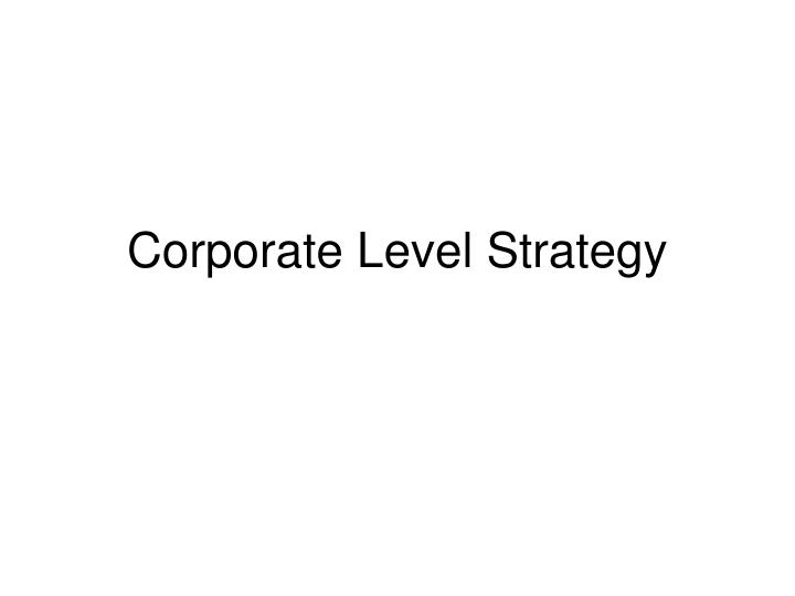 corporate level strategy