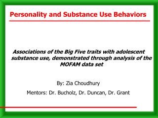 Personality and Substance Use Behaviors