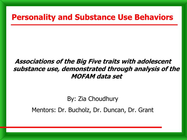 personality and substance use behaviors