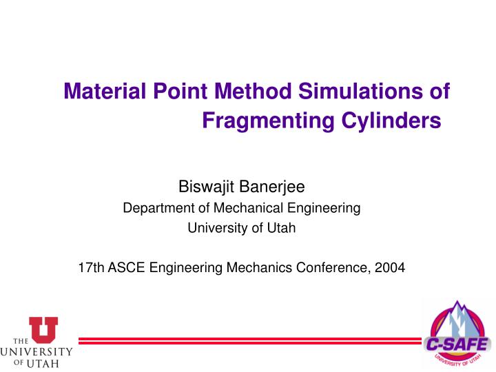 material point method simulations of fragmenting cylinders