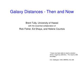 Galaxy Distances - Then and Now