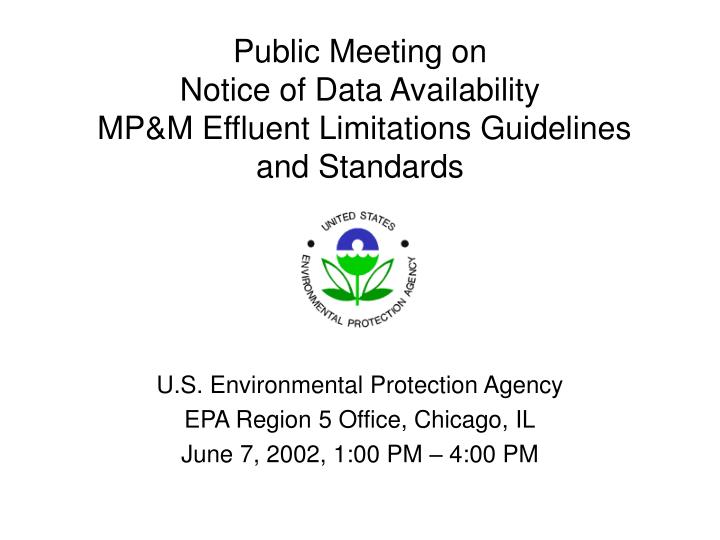 public meeting on notice of data availability mp m effluent limitations guidelines and standards