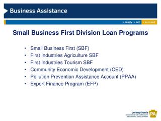 Small Business First Division Loan Programs