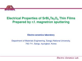 Electrical Properties of SrBi 2 Ta 2 O 9 Thin Films Prepared by r.f. magnetron sputtering