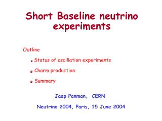 Short Baseline neutrino experiments