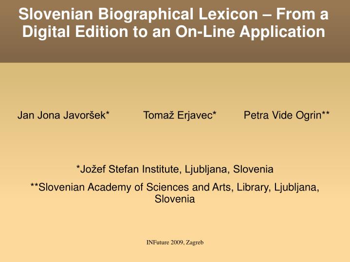 slovenian biographical lexicon from a digital edition to an on line application