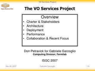 The VO Services Project