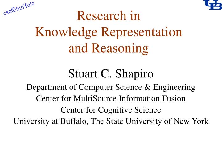 research in knowledge representation and reasoning