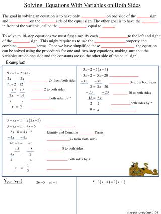 Solving Equations With Variables on Both Sides