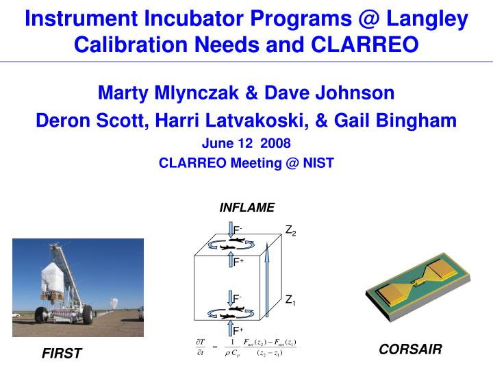 instrument incubator programs @ langley calibration needs and clarreo