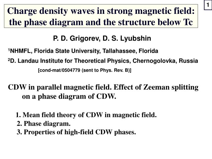 charge density waves in strong magnetic field the phase diagram and the structure below tc