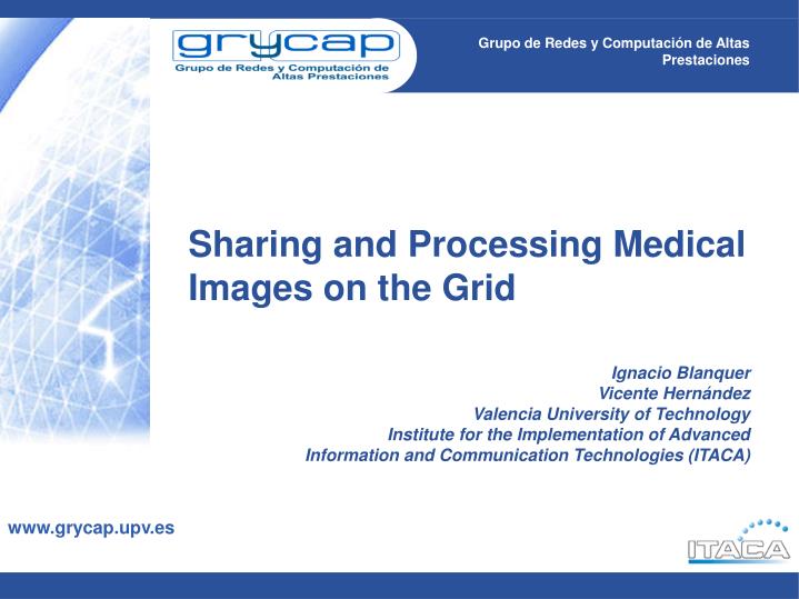 sharing and processing medical images on the grid