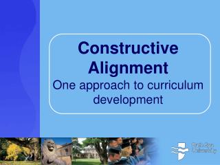 Constructive Alignment One approach to curriculum development