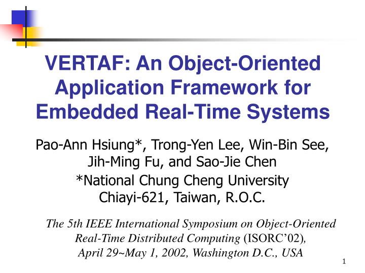 vertaf an object oriented application framework for embedded real time systems