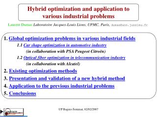 Global optimization problems in various industrial fields