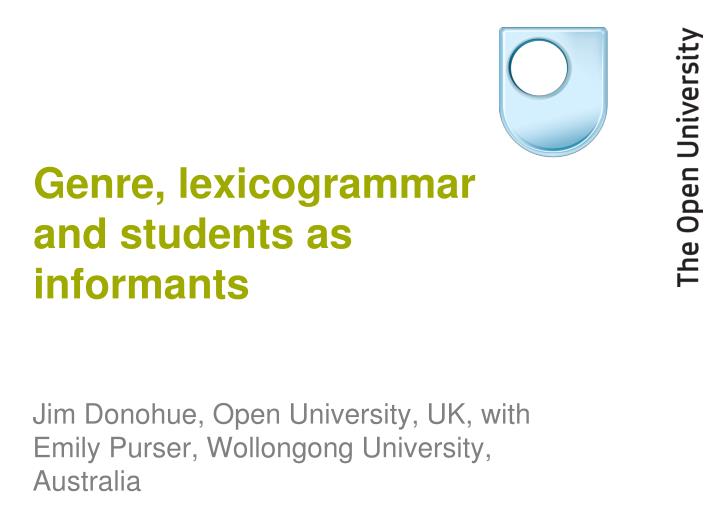 genre lexicogrammar and students as informants