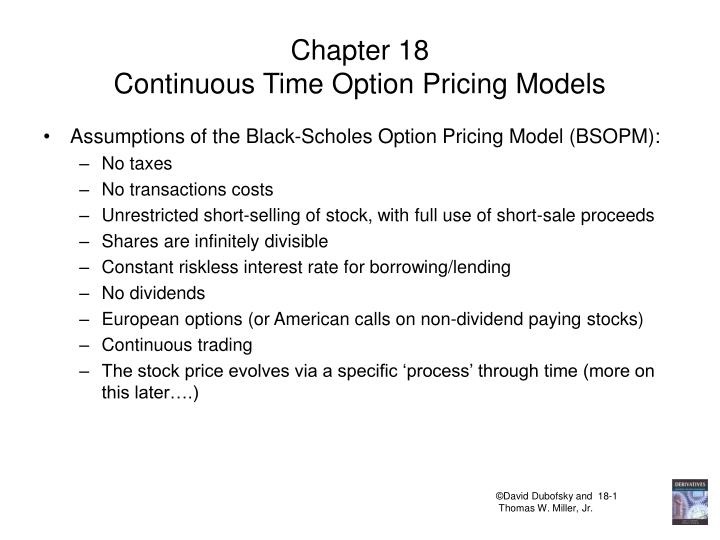 chapter 18 continuous time option pricing models