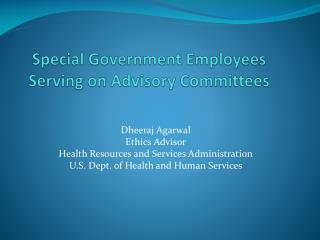 Special Government Employees Serving on Advisory Committees