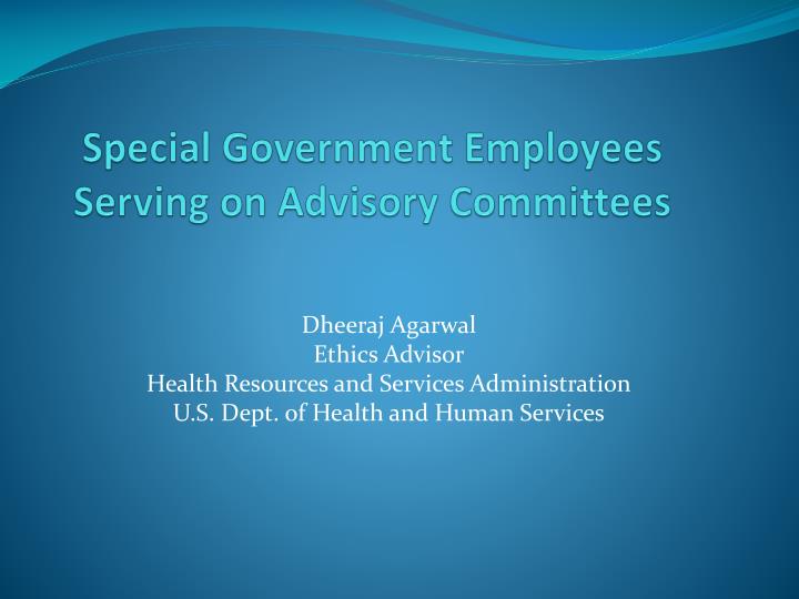 special government employees serving on advisory committees