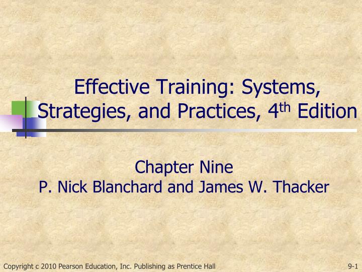 effective training systems strategies and practices 4 th edition