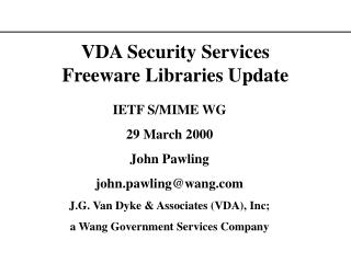 VDA Security Services Freeware Libraries Update