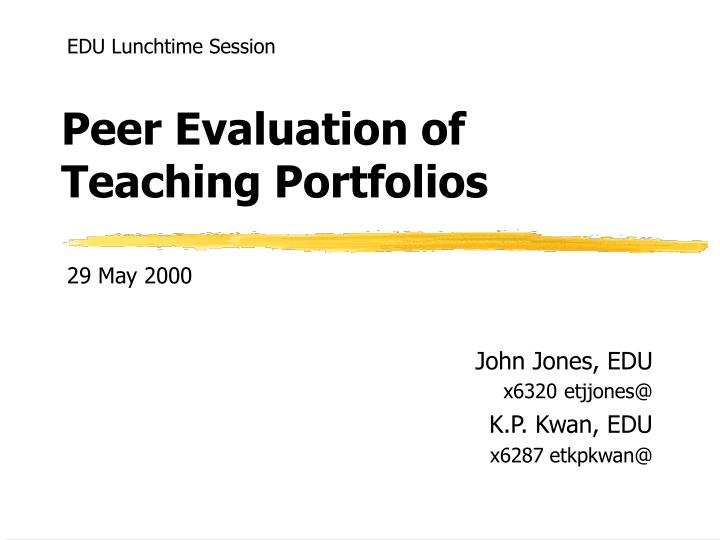peer evaluation of teaching portfolios