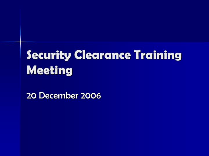 security clearance training meeting