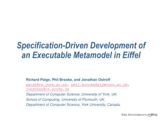 Specification-Driven Development of an Executable Metamodel in Eiffel