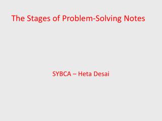 The Stages of Problem-Solving Notes