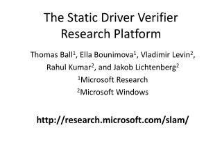 The Static Driver Verifier Research Platform