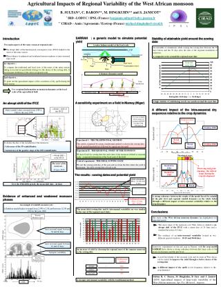 Agricultural Impacts of Regional Variability of the West African monsoon