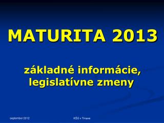 maturita 2013