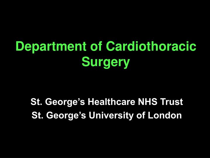 department of cardiothoracic surgery