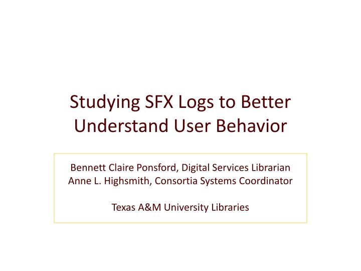 studying sfx logs to better understand user behavior