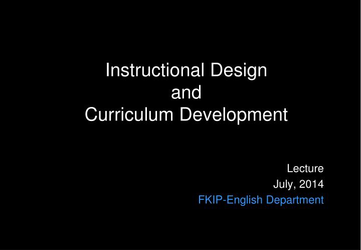 instructional design and curriculum development