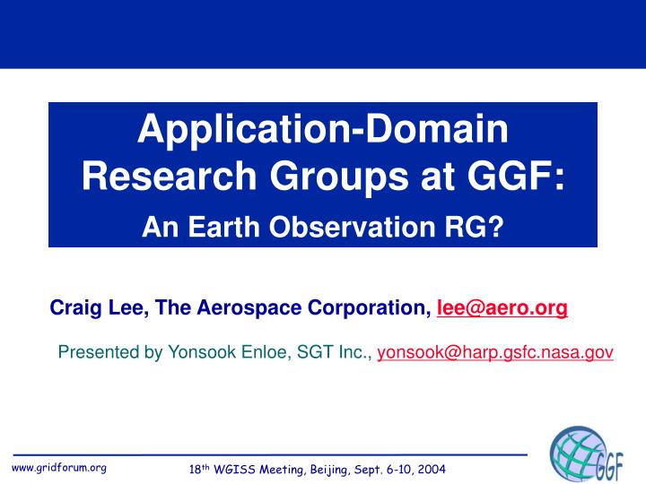 application domain research groups at ggf an earth observation rg
