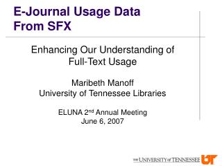 E-Journal Usage Data From SFX