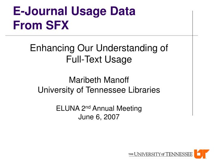e journal usage data from sfx
