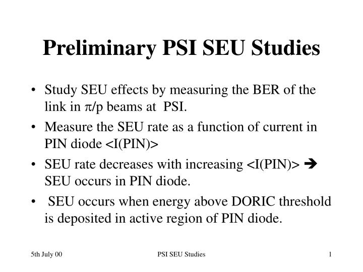 preliminary psi seu studies