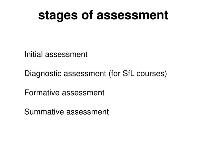 stages of assessment