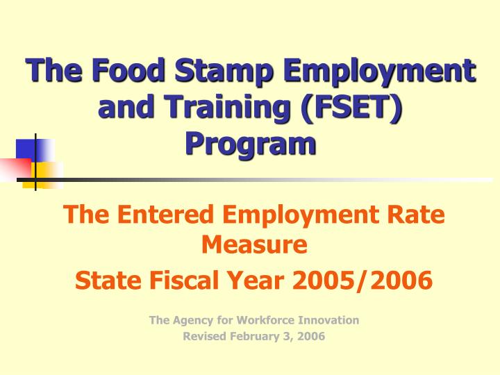 the food stamp employment and training fset program
