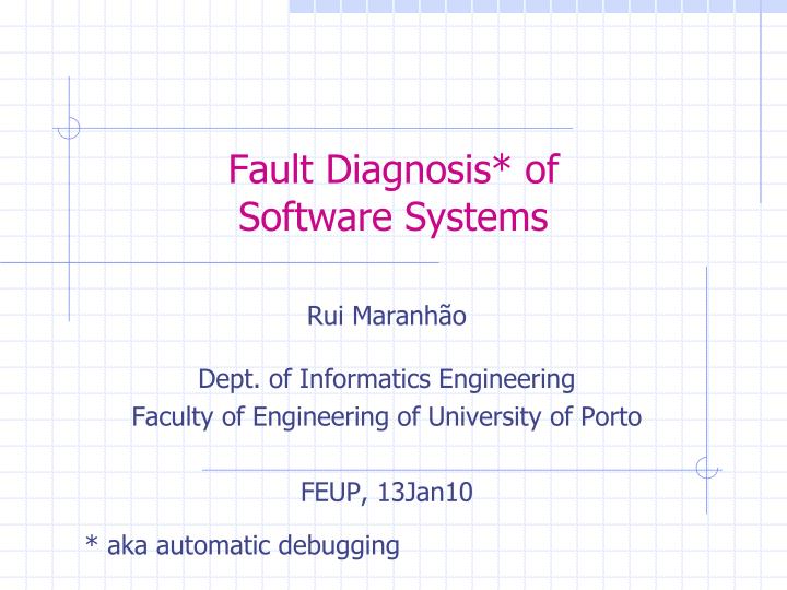 fault diagnosis of software systems
