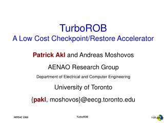 TurboROB A Low Cost Checkpoint/Restore Accelerator