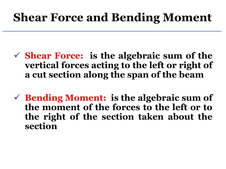 shear force and bending moment